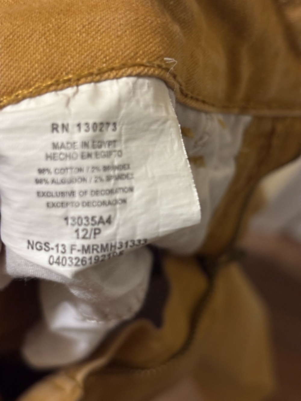 Riders By Lee  Woman Jeans Size 12P Mustard - Picture 6 of 8